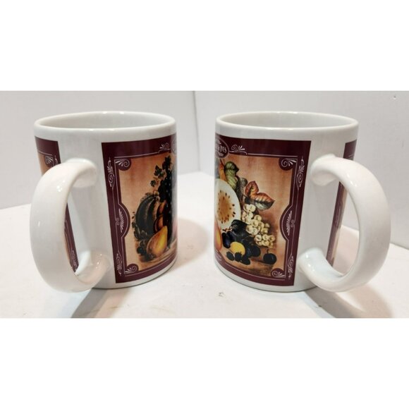 Vtg Houston Harvest Currier & Ives "Early Winter" Ceramic Mugs Set of 2 - Picture 5 of 16